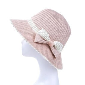 Bucket Hat with Bow Accent in Baby Pink