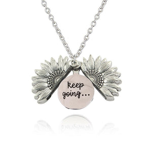 Sunflower Pendant Necklace "Keep Going" in Silver