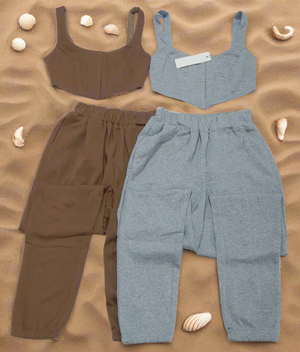 Corset Top & Sweat Pant Set in Grey