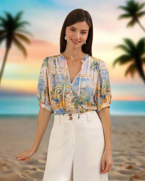 Sunday Blouse in Beachside Print