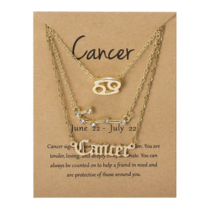 Cancer Zodiac Necklace Triple Set Gold 
