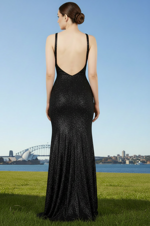 Shelby Backless Shimmer Formal Dress