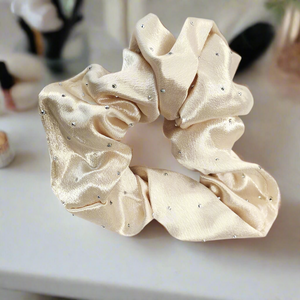 Scrunchie with Rhinestones in beige