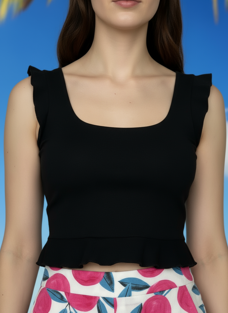 Crop Tank Top in Black