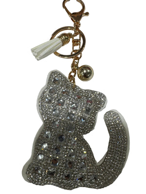 Cat Rhinestone Keychain