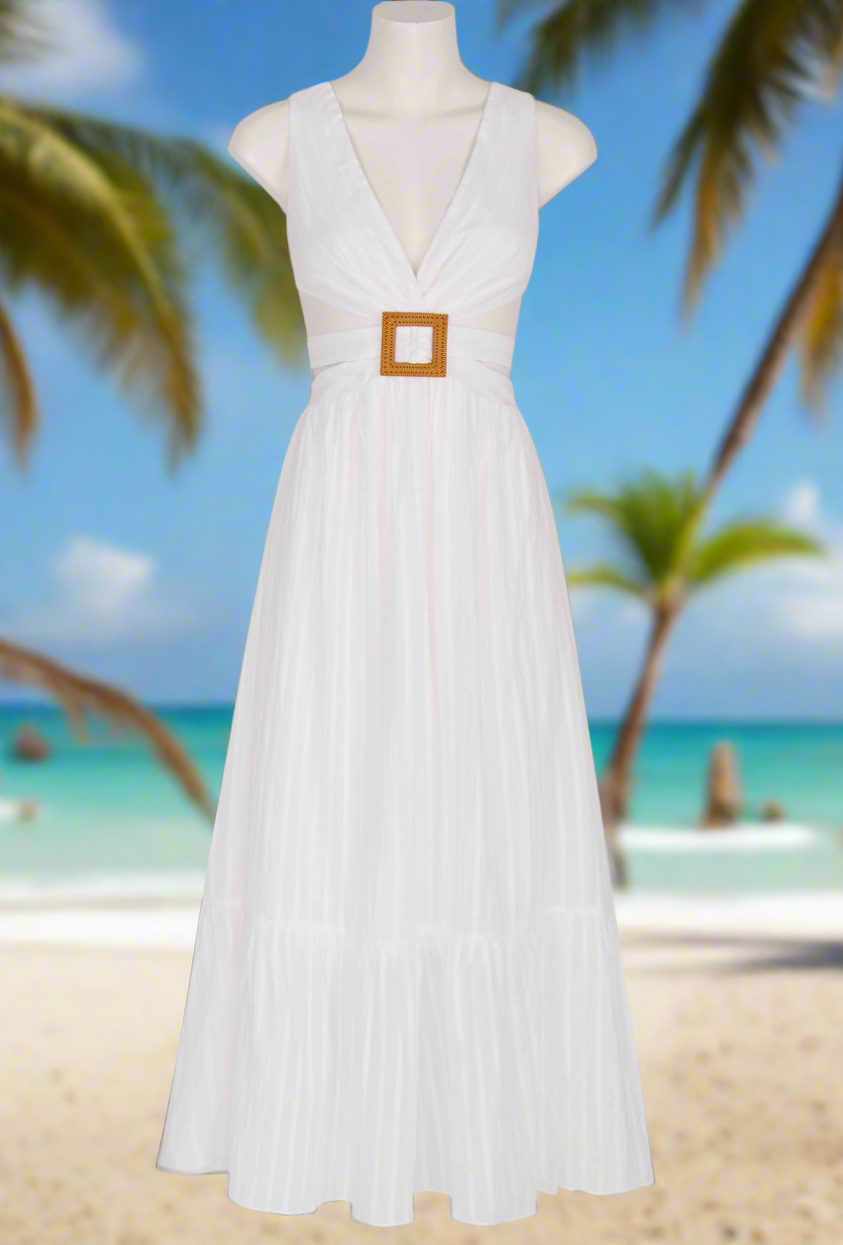 Racerback Cutout Maxi Dress in White