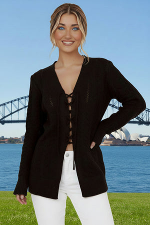 Trendy Lace Up Front Jumper
