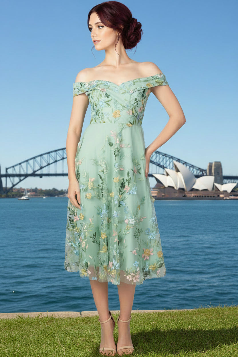 Rita Off Shoulder Swing Midi Dress