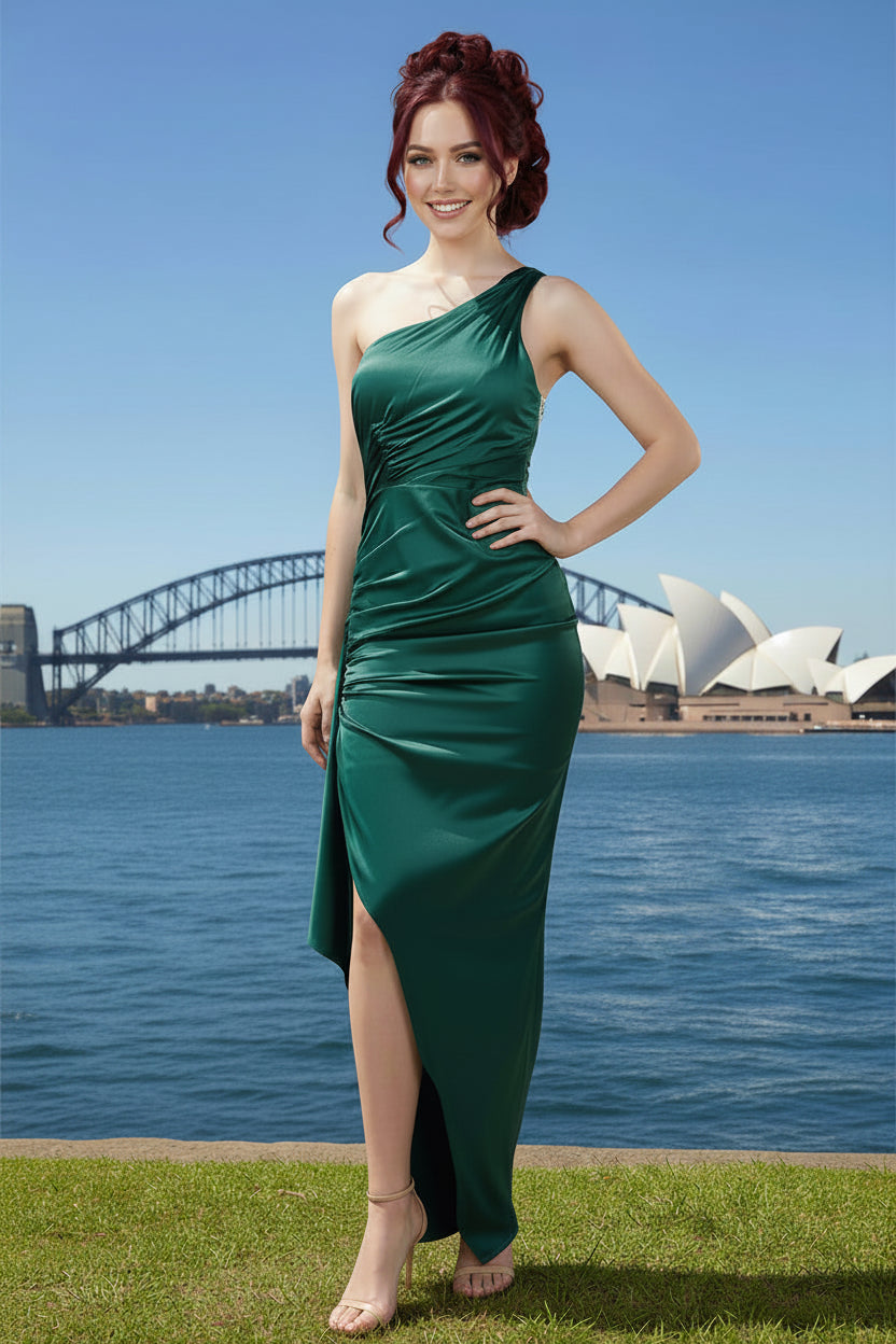 Rita One Shoulder Ruffled Split Formal Dress