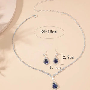 Blue Water Drop Earring & Necklace Set