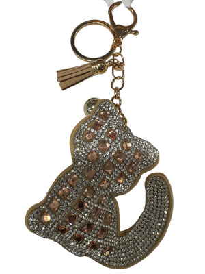 Cat Rhinestone Keychain