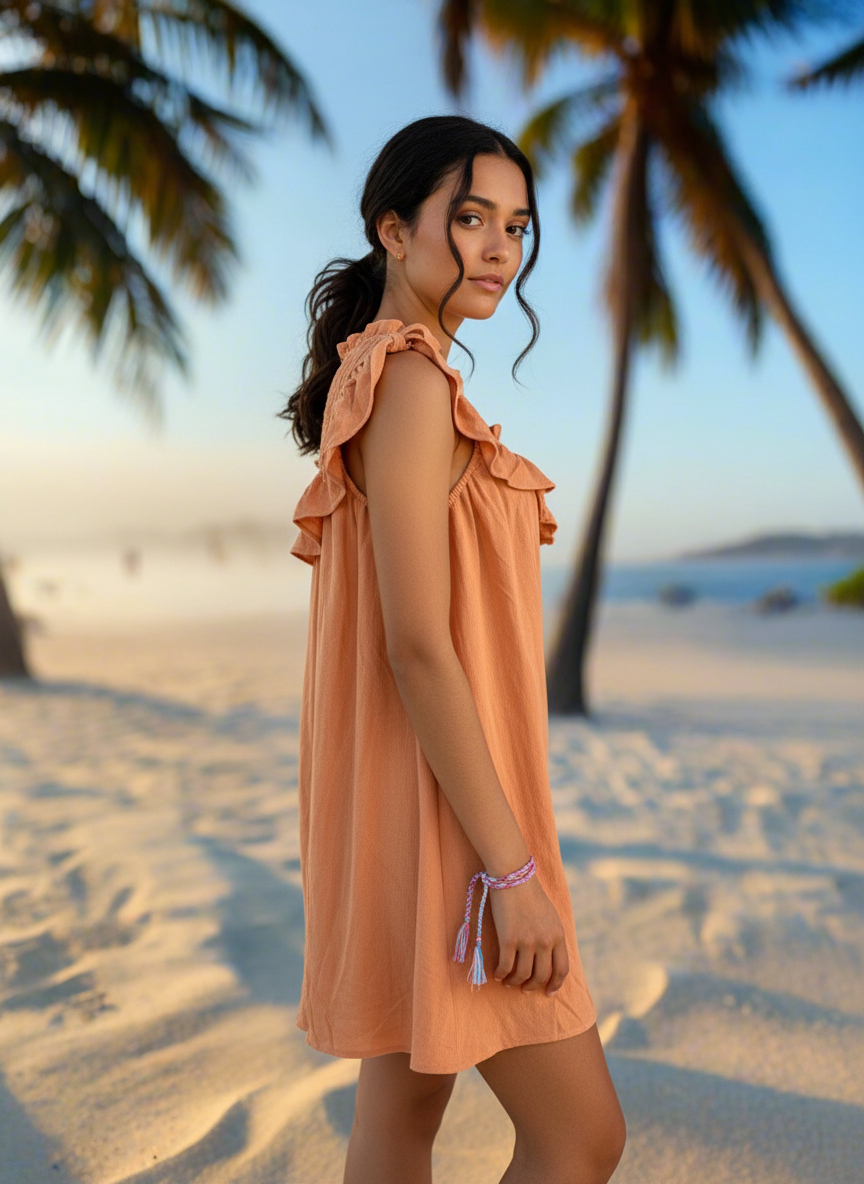 Ruffled Baby Doll in Terracotta