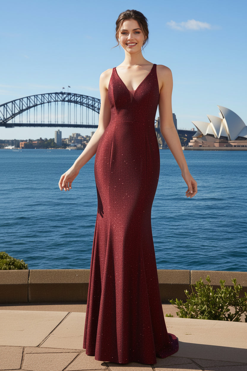 Shelby Backless Shimmer Formal Dress