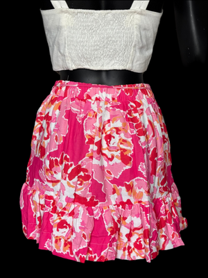 Pink Print Mini Skirt with Pockets back view