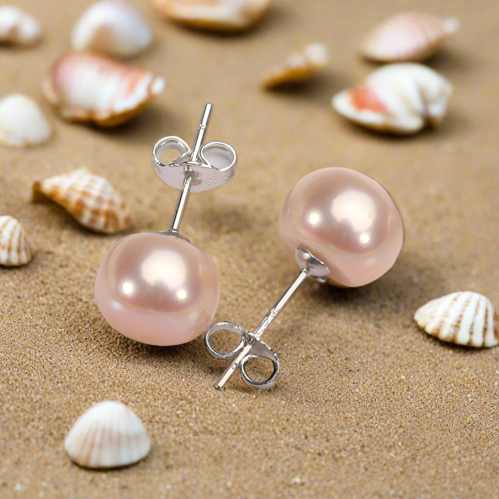 Pink Natural Freshwater Pearl Stud Earring