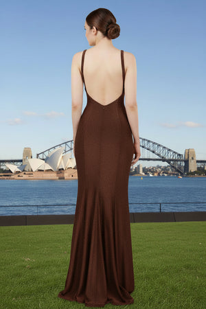 Shelby Backless Shimmer Formal Dress
