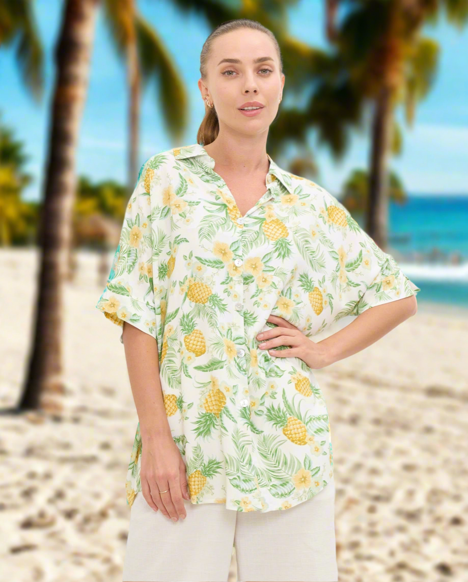 Oversized Tropical Pineapple Shirt