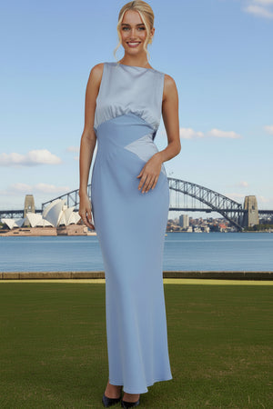 Tiffany Cowl Back Formal Dress in Baby Blue