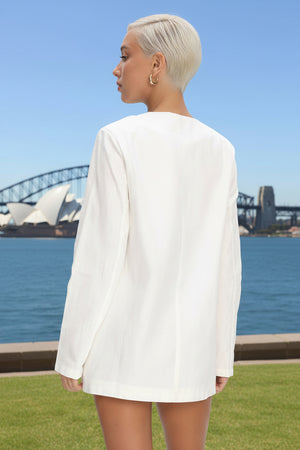 White June Collarless Blazer