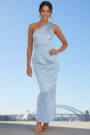 Ada One Shoulder Formal Dress in Baby Blue