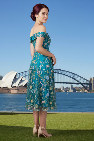 Rita Off Shoulder Swing Midi Dress