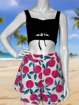 Crop Keyhole Drawer String Tank Top in Black