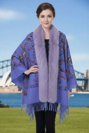 Faux Fur Trim Shawl