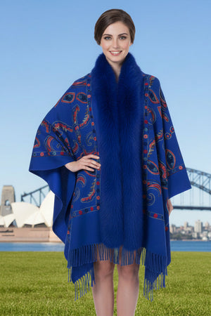 Faux Fur Trim Shawl