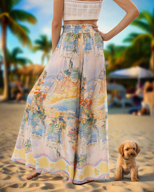 Sunday Palazzo Pants in Beachside Print