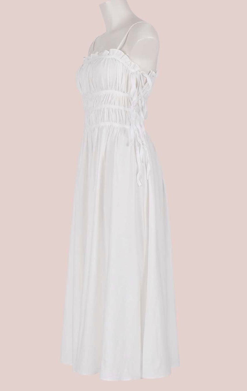 Cotton Grecian Maxi Dress in White
