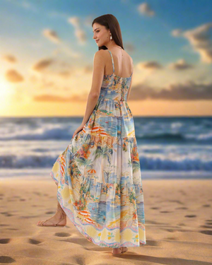 Sunday Sweetheart Maxi Dress in Beachside print