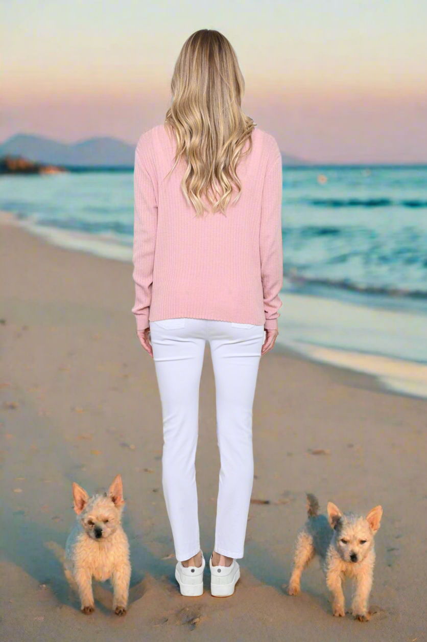 Long Sleeve Knit Top in Pink