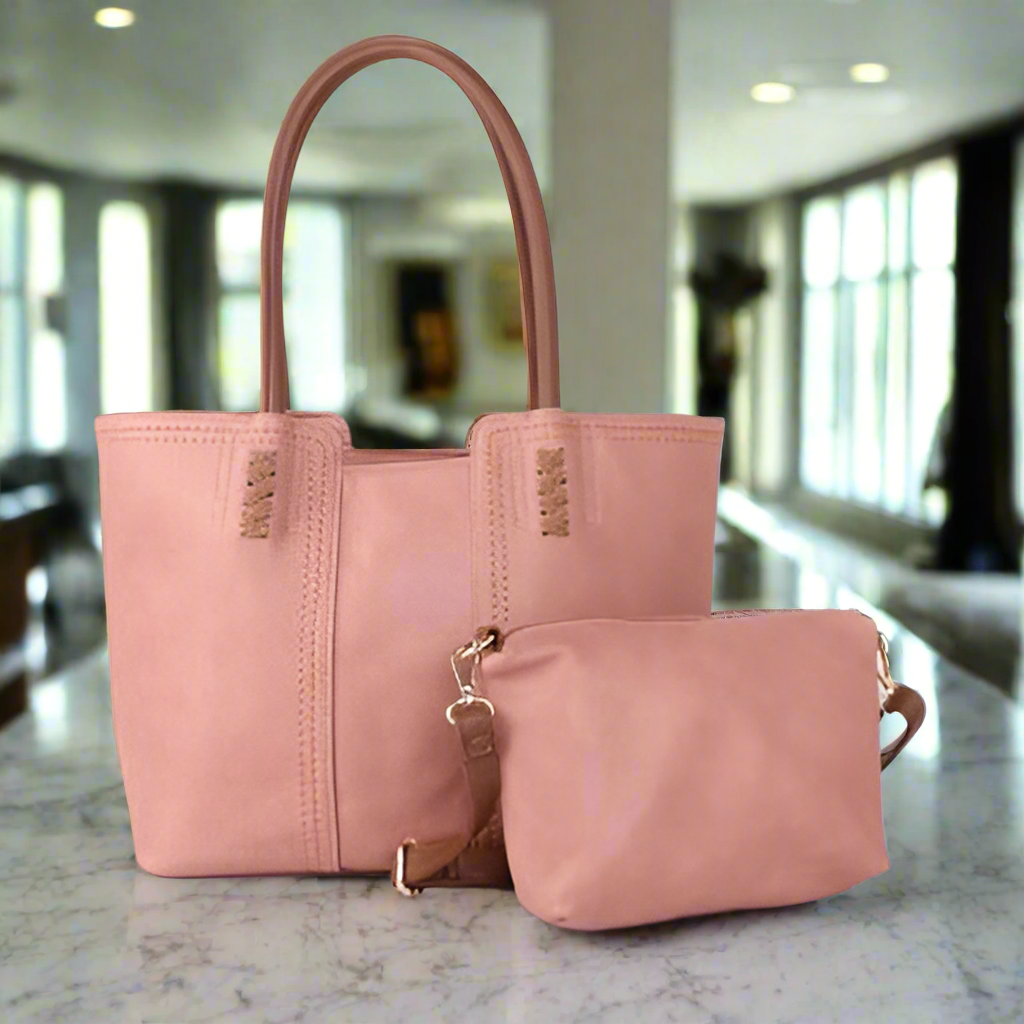 Large H Bag & Cosmetic Purse in Pink
