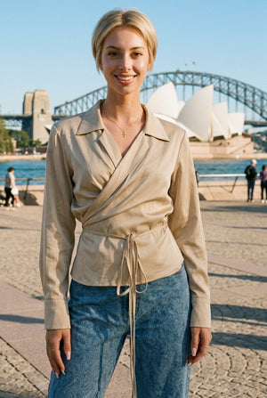 Lexi Satin Wrap Blouse