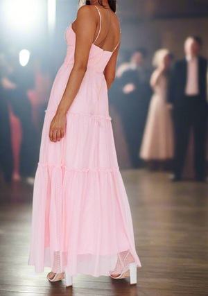 Ballerina Grecian Long Formal Dress in Pink