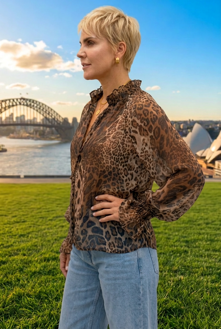 Roxy Animal Print Chiffon Blouse