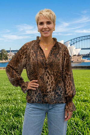 Roxy Animal Print Chiffon Blouse