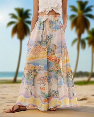 Sunday Palazzo Pants in Beachside Print