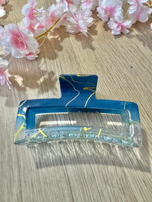 Rectangle Claw Hair Clip Navy Blue