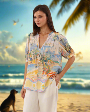 Sunday Blouse in Beachside Print