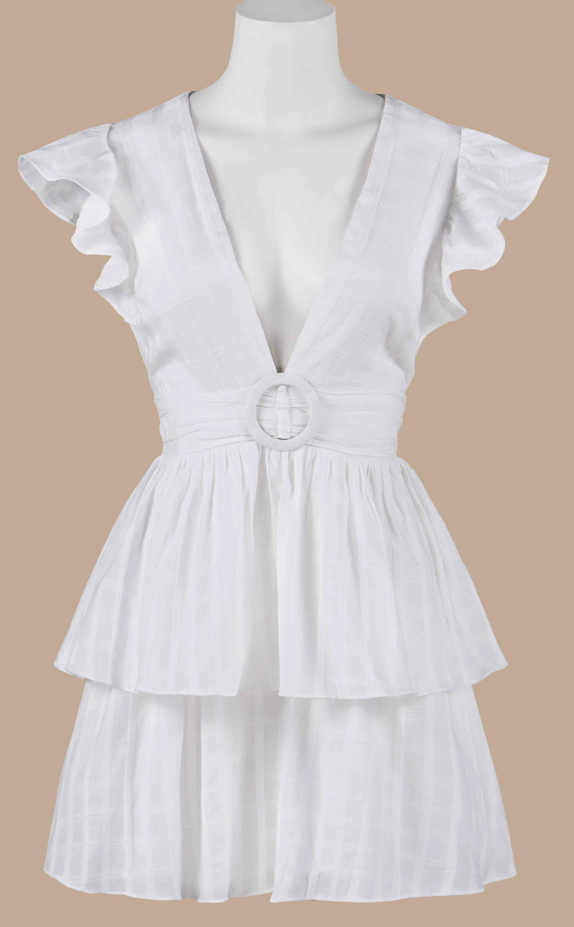Two Tiered Ruffle Dress in White