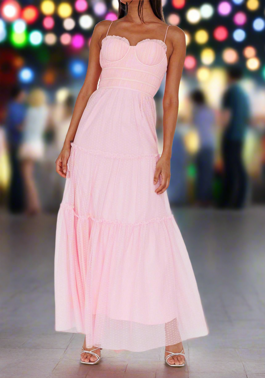 Ballerina Grecian Long Formal Dress in Pink