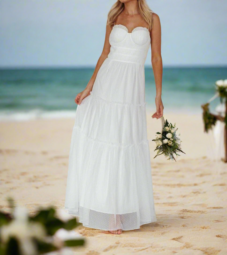 Ballerina Grecian Long Formal Dress in White