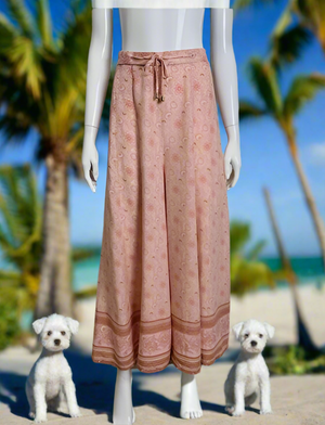 Boho Palazzo Pants in Pink Floral