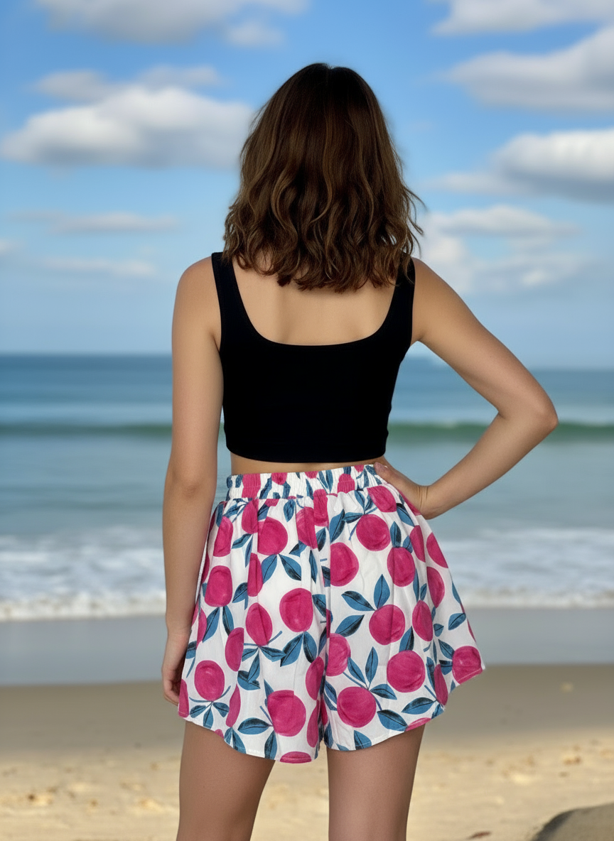 Basic Red & Blue Floral Shorts