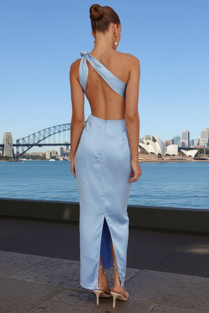Ada One Shoulder Formal Dress in Baby Blue