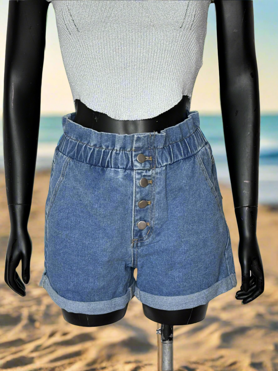 Paper Bag Denim Shorts