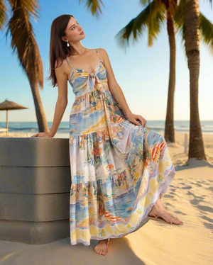 Sunday Sweetheart Maxi Dress in Beachside print