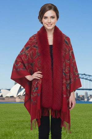 Faux Fur Trim Shawl