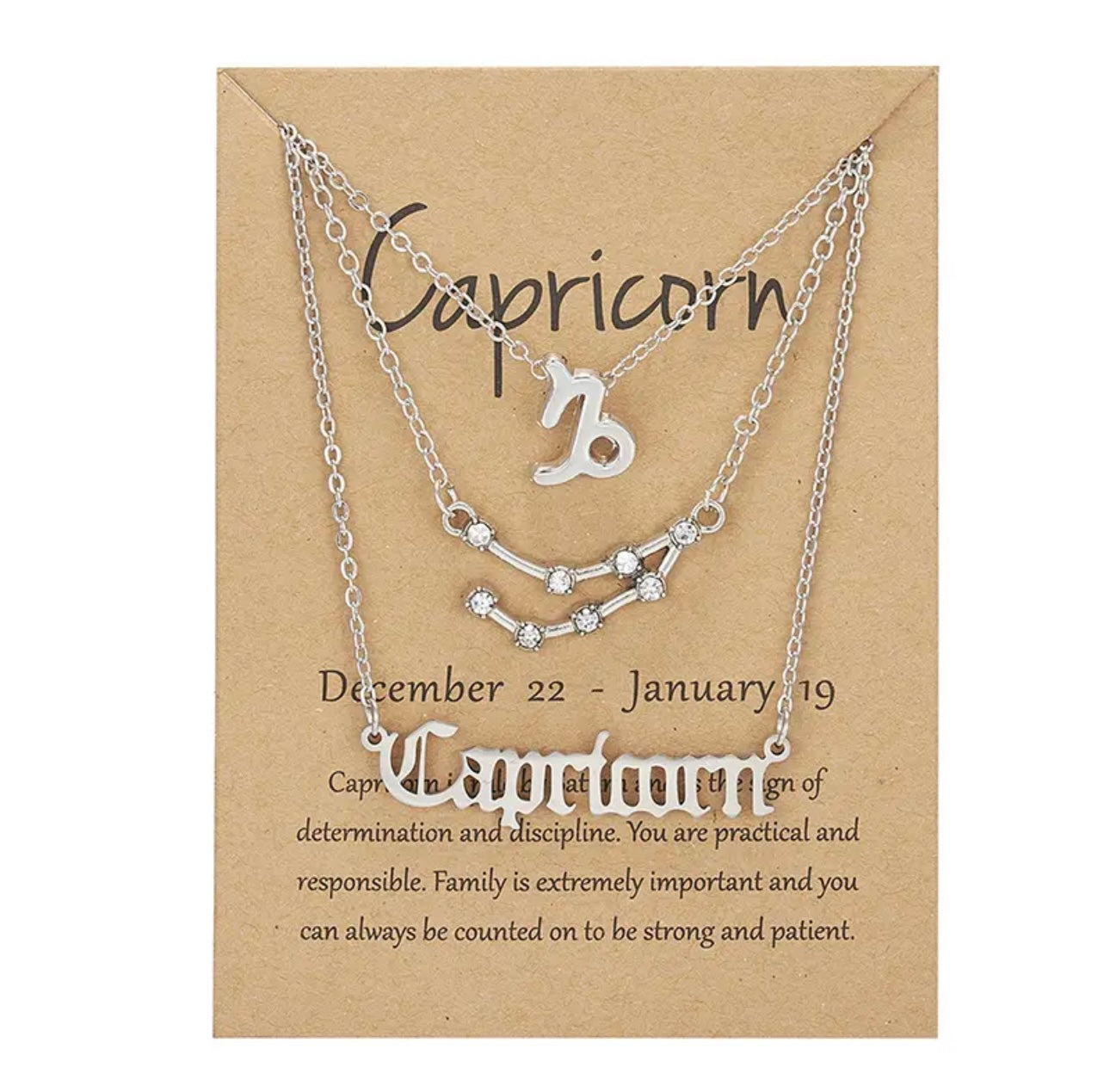Capricorn Zodiac Necklace Triple Set GRAMERCY COUTURE